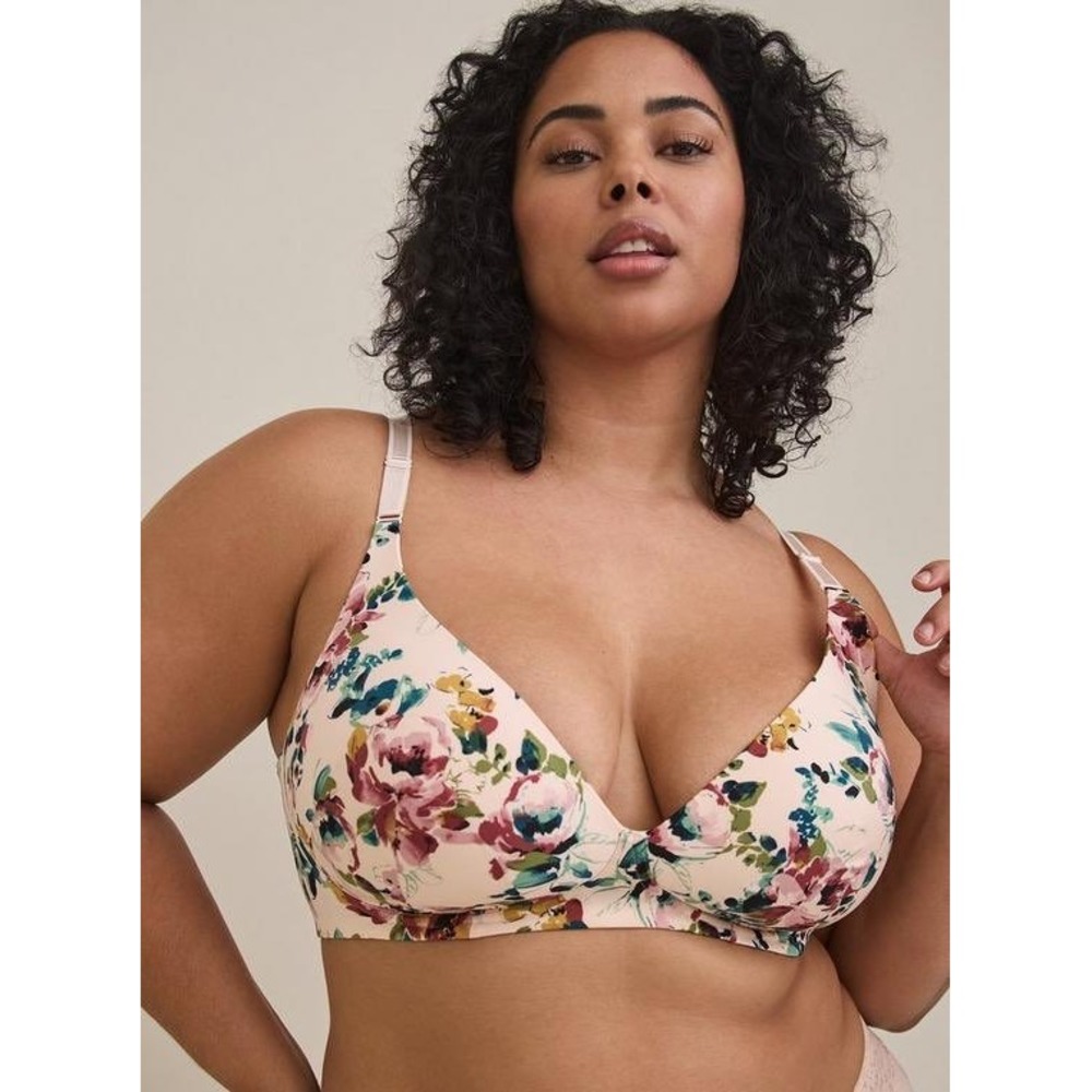 Torrid 360 Back Smoothing Lightly Lined Deep V Plunge Bra Womens 44DDD Wire Free